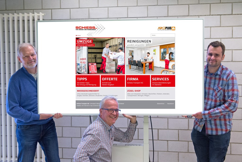 Dieter Herzmann (Topix AG), Werner Schiess (Schiess Transport AG), ­Patrick Vettiger (variabel Medienvielfalt GmbH (von links nach rechts)