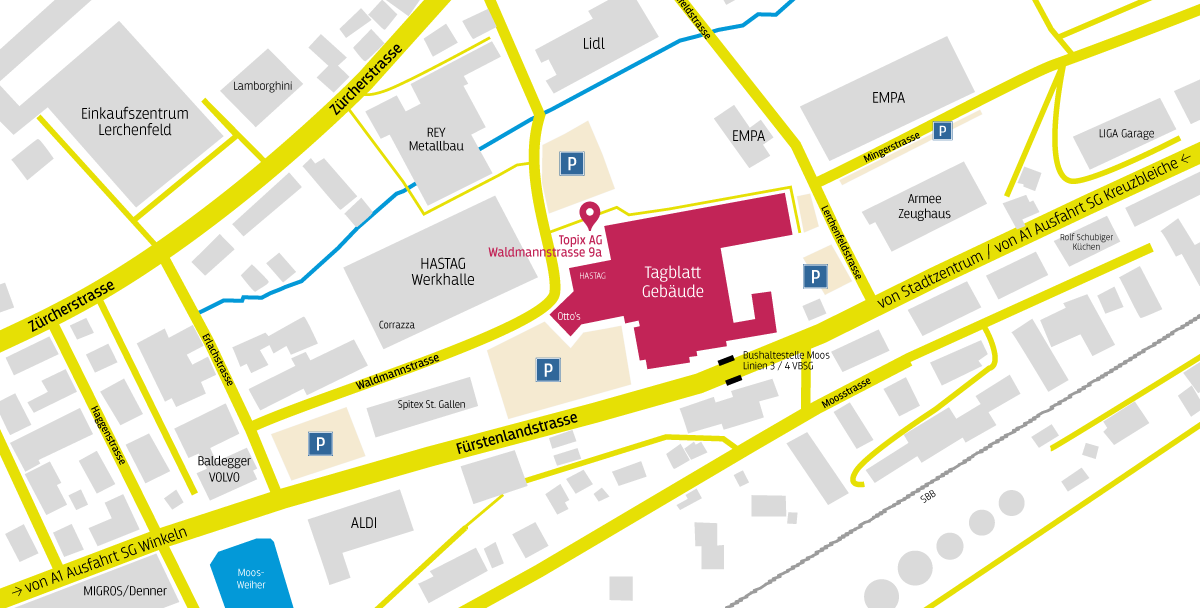 Lageplan Waldmannstrasse