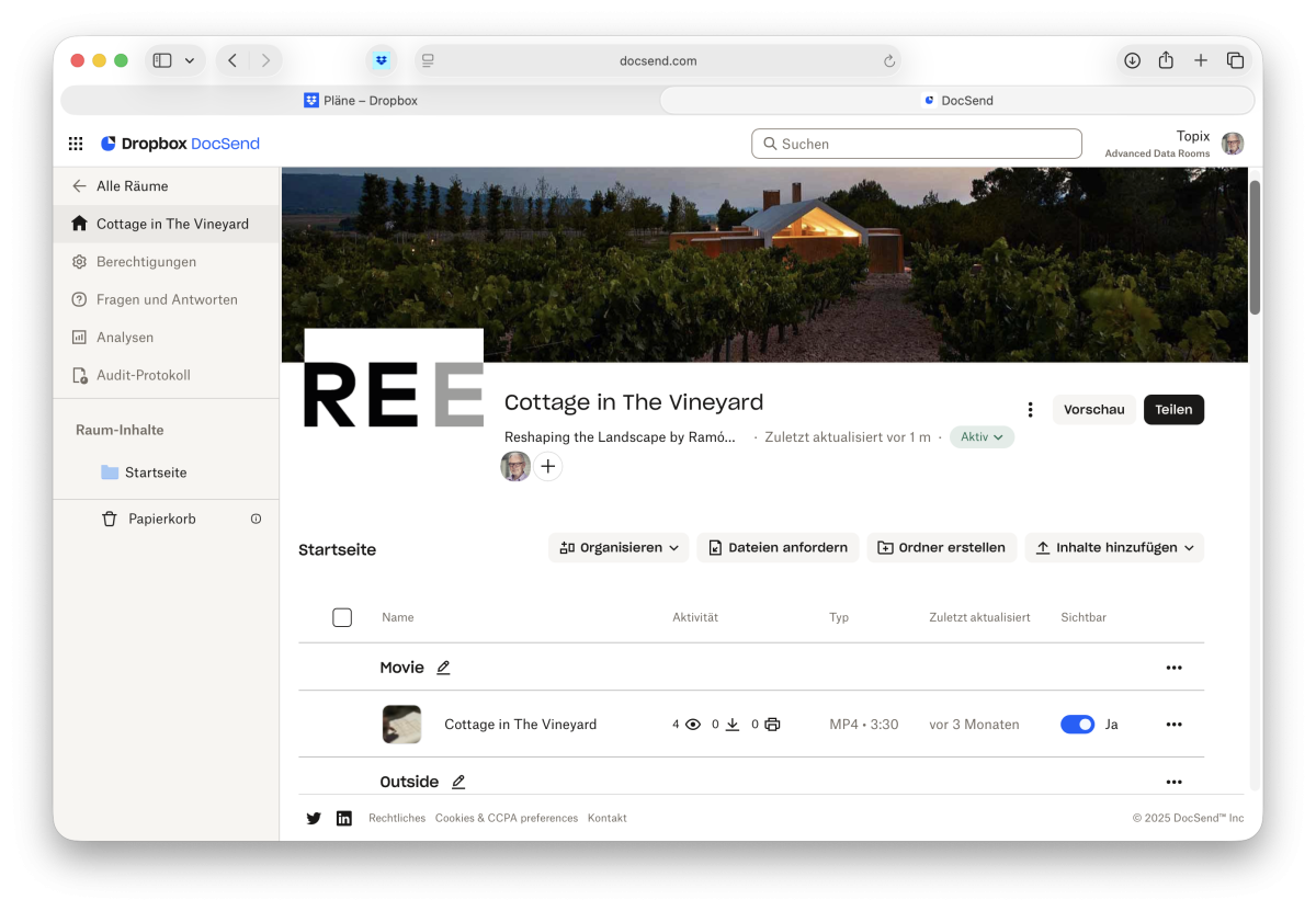 Datenräume und Informationsportale mit Dropbox DocSend